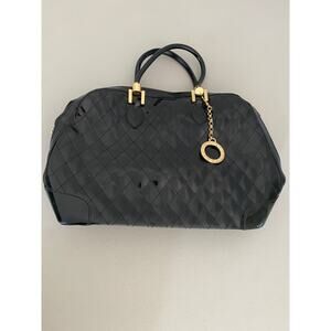 Arcadia Black Patent Quilted Leather Top Handle Bag